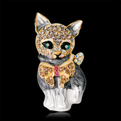 بروش أنيق لشخصية قطة لطيفة خضراء العينين