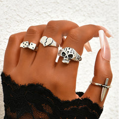 Fashionable Personality Skull Heart Ring Set
