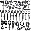 Black Earrings titanium steel chain stud stainless steel cross - Color: 20Style