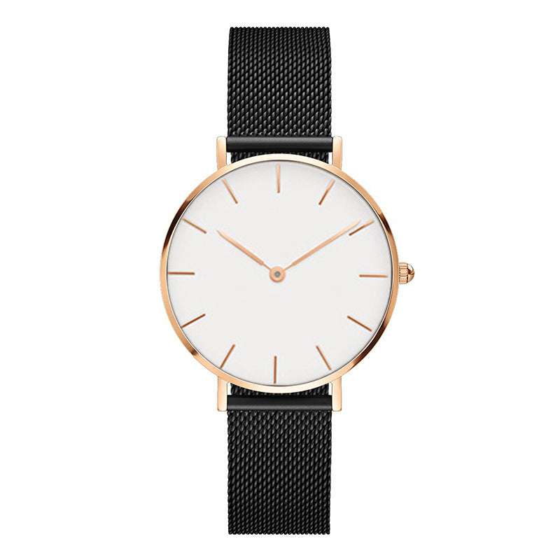 Color: Black White - Mesh belt watch