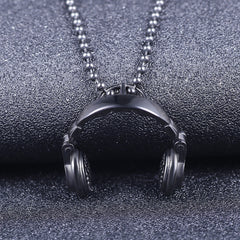 Color: Black - Music Headphones Titanium Steel Pendant