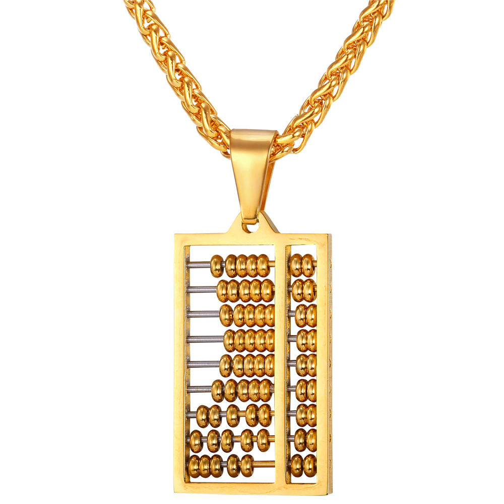Color: Golden chain - Personality abacus titanium steel necklace