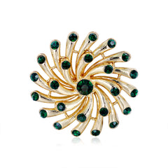 Fashion Emerald And Diamond Flower Brooch