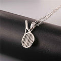 Color: Steel - Stainless steel jewelry tennis racket necklace pendant