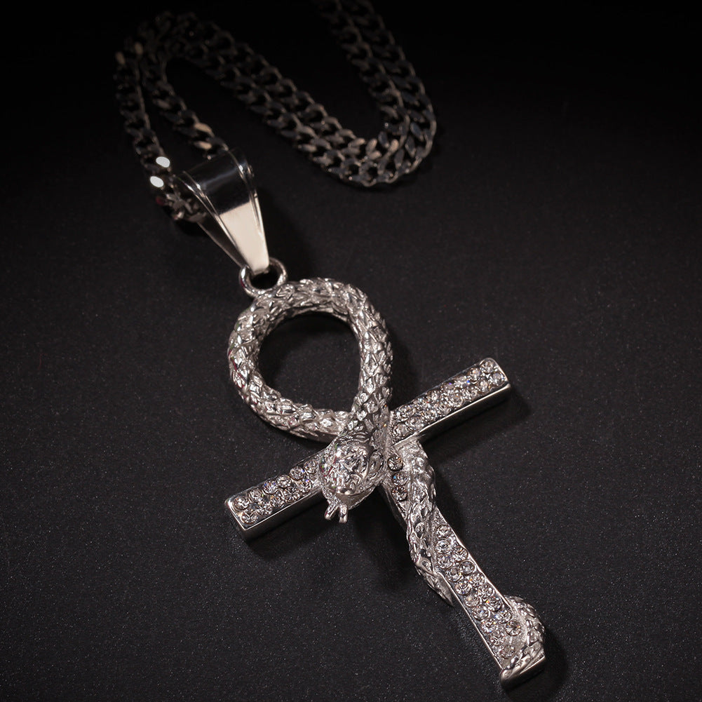 Color: Silver, Size: 24inch - European and American stainless steel diamond necklace