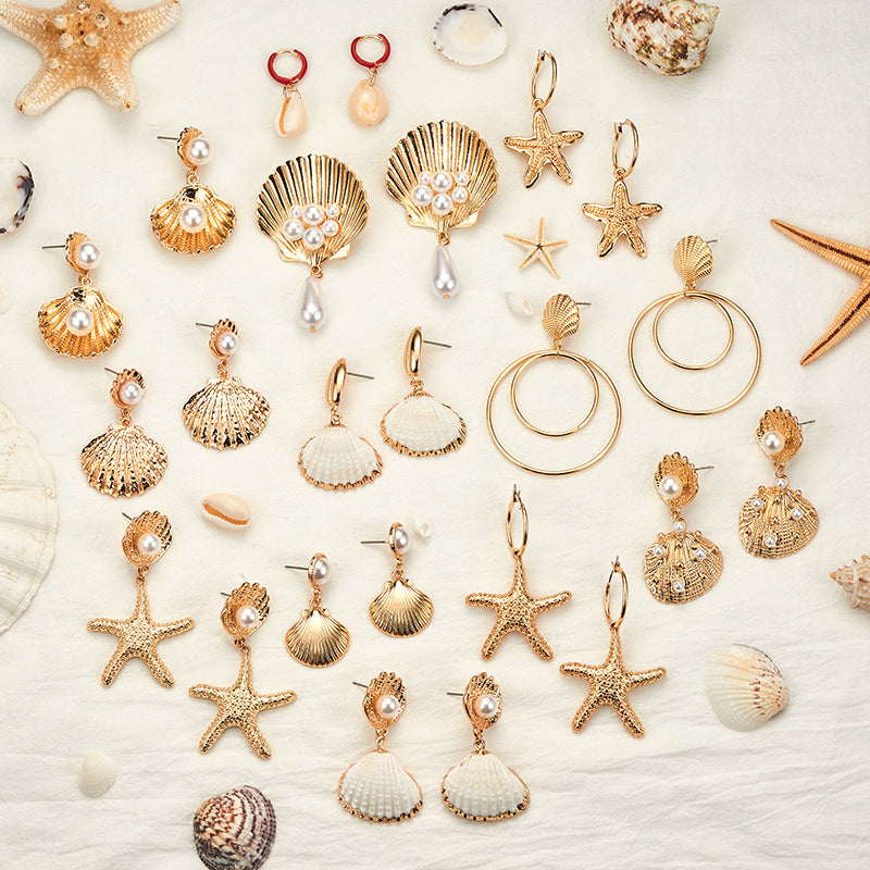 Color: E2026 - Fashion Natural Shell Pearl Earrings