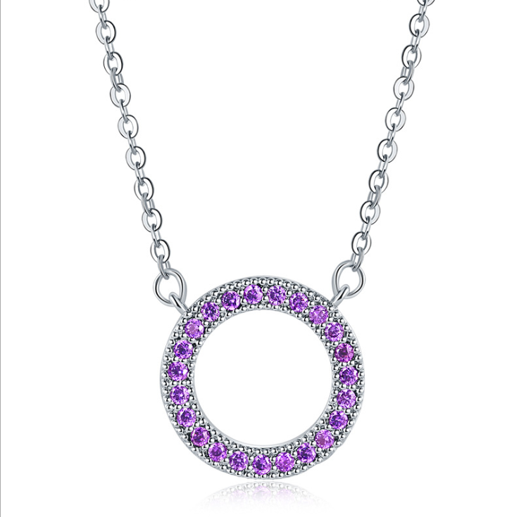Color: Purple, package: With box-Copper, material:  - Circle Of Life   Necklace Diamond Edition