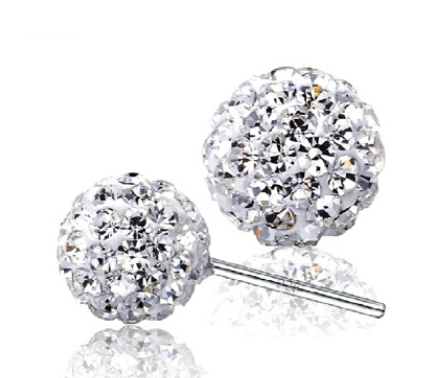 Size: 10mm - Temperament female earrings rhinestone earrings 6M 8M 10M Shambala ball plating jewelry full diamond earrings