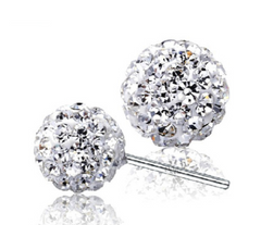Size: 8mm - Temperament female earrings rhinestone earrings 6M 8M 10M Shambala ball plating jewelry full diamond earrings