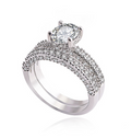 Color: Silver 3style, Size: 8th - Zircon full diamond ring ring Rose gold plated engagement ring strip or tail ring