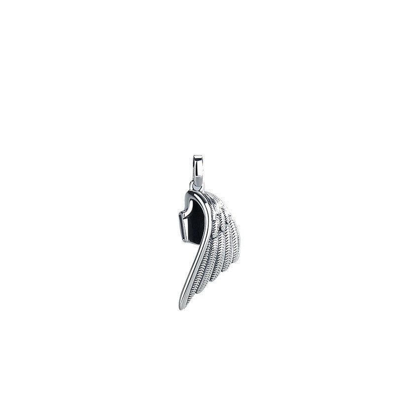 Color: Silver, style: Men's angel (single pendant) - Devil and Angel Couple Necklace Sterling Silver Creative Retro