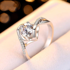 Color: Photo Color, style: 50points Moissanite, Size: Size16 - Fashion Angel's Kiss Group 50-point Moissanite Diamond Ring
