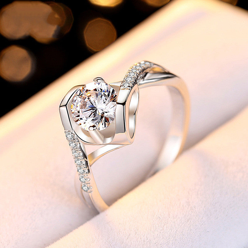 Color: Photo Color, style: 1carat Moissanite, Size: Size20 - Fashion Angel's Kiss Group 50-point Moissanite Diamond Ring