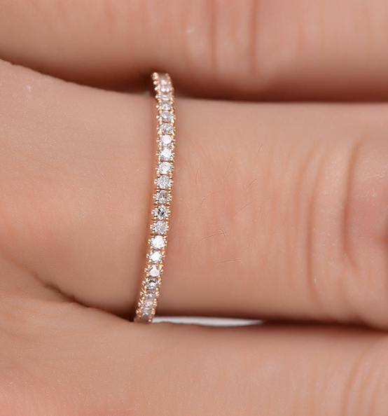 Size: US7 rose gold - Women Rhinestone Wedding Engagement Ring Jewelry