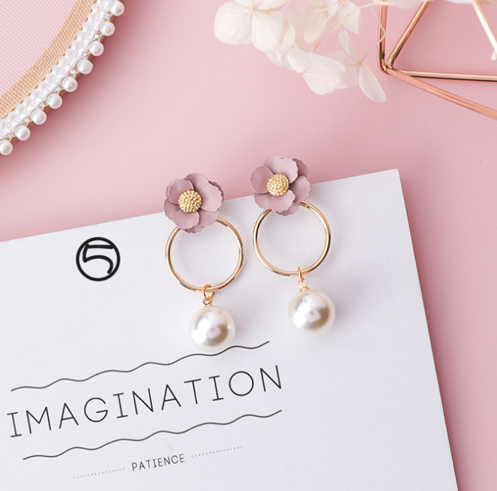 style: 5 - 2021 Fashion Korean Japanese Girl Simple Lovely Earrings Flower Fabric Swings Fashion Earrings For Women Jewelry Accessories