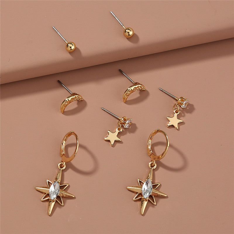 Simple And Cool Style Small Earring Set Combination