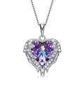 Color: Blue - Elements Crystal S925 Sterling Silver Angel Necklace
