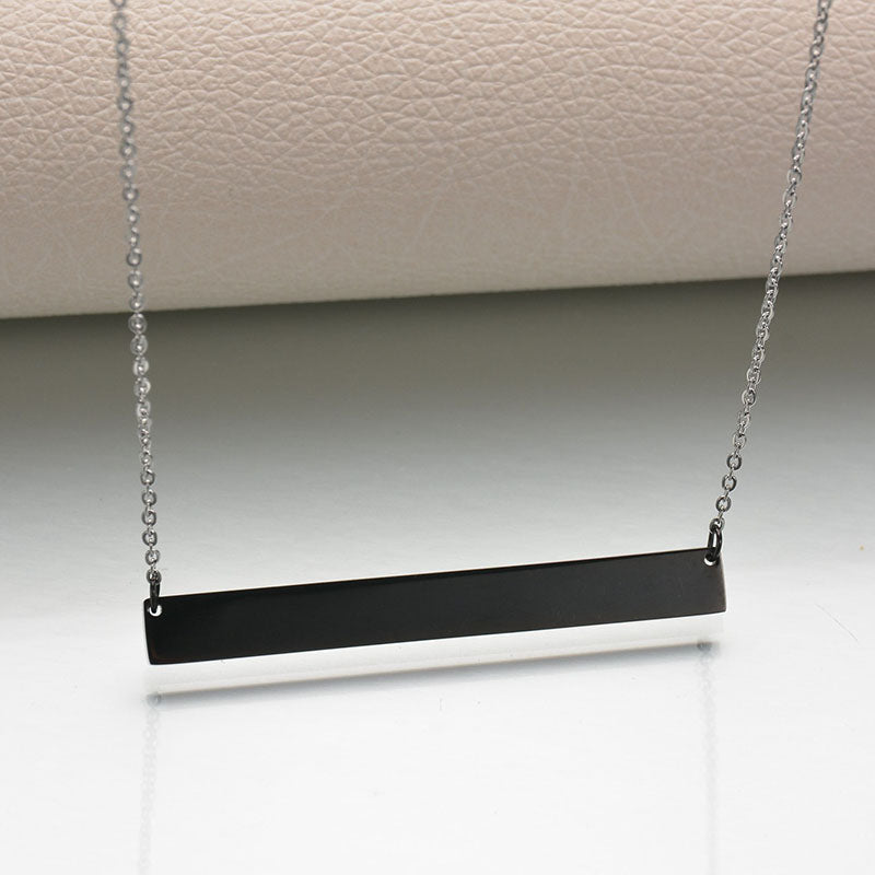 Color: Black, Style: Strip-50x7mm, Size:  - Titanium steel military brand stainless steel men's necklace private custom dog brand name pendant offering lettering