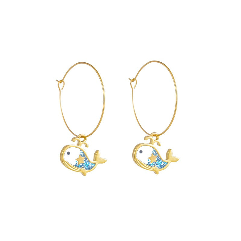New Personality Little Whale Pendant Earrings Women