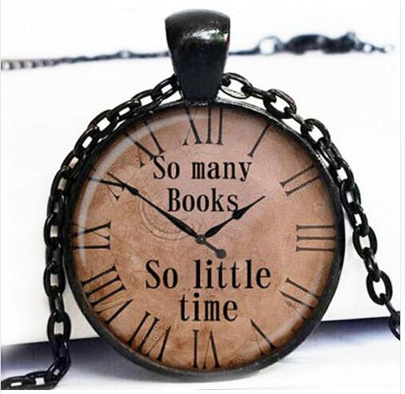 Color: Black - Retro clock pendant necklace