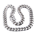 Color: 16 mm 28 inch 71 cm - New men's hot Cuban chain faucet buckle silver necklace stainless steel titanium steel encryption plating white steel