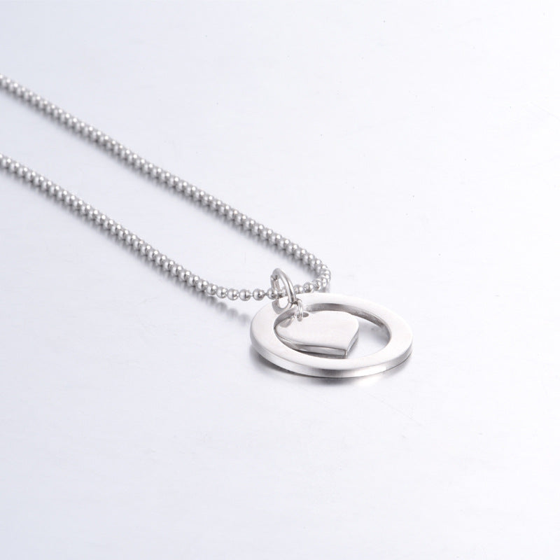 Color: Rose gold - European and American fashion ring heart-shaped necklace