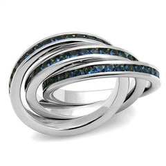 3W1334 - Rhodium Brass Ring with Synthetic Synthetic Glass in Montana