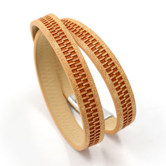 Fashion Embossed Zipper Pattern PU Imitation Leather Double Magnetic Buckle