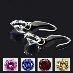 Colorful Diamonds in the Sky Drilled Austrian Crystal Diamond on a Sterling Silver hook earrings