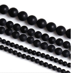 Color: 8mm - DIY handmade jewelry accessories material natural matte black agate semi-finished loose beads