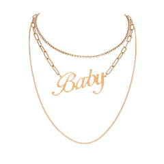 Fashion Metal Letter BABY Multilayer Necklace