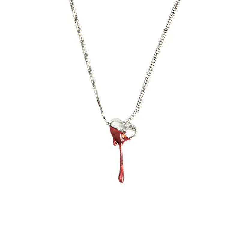Lava One Arrow Through The Heart Dripping Oil Love Necklace Clavicle Chain