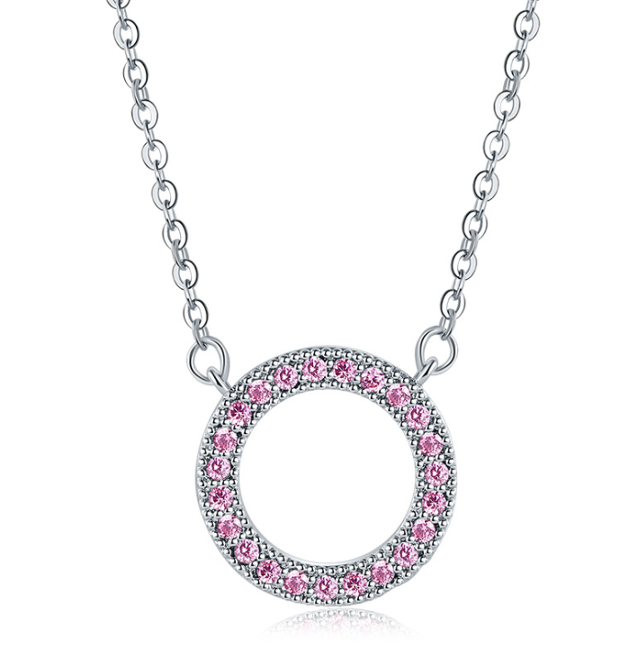 Color: Pink, package: With box-Copper, material:  - Circle Of Life   Necklace Diamond Edition