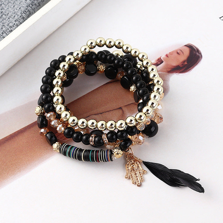 Color: Black C - Bohemian simple and versatile multi-layer bracelet