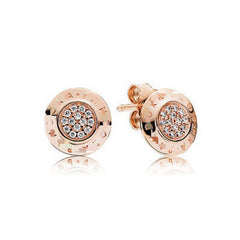 Style: Rose gold label earrings - Pan's classic variety of ladies' earrings round with label