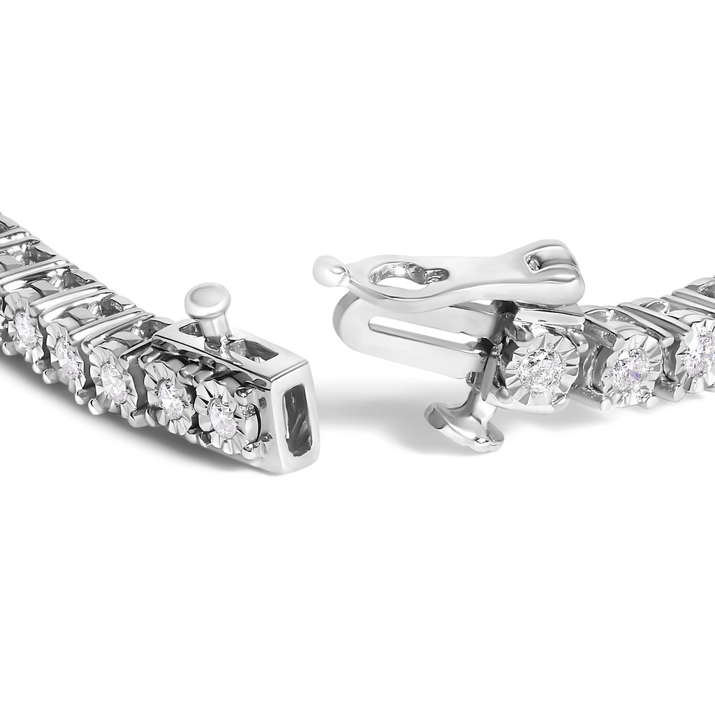 .925 Sterling Silver 1/2 Cttw Lab Grown Diamond Illusion-Set Miracle Plate Tennis Bracelet (G-H Color, VS1-VS2 Clarity) - Size 7.25"