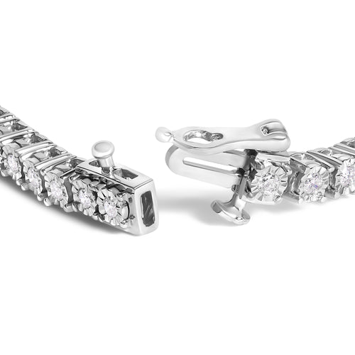 .925 Sterling Silver 1/2 Cttw Lab Grown Diamond Illusion-Set Miracle Plate Tennis Bracelet (G-H Color, VS1-VS2 Clarity) - Size 7.25"