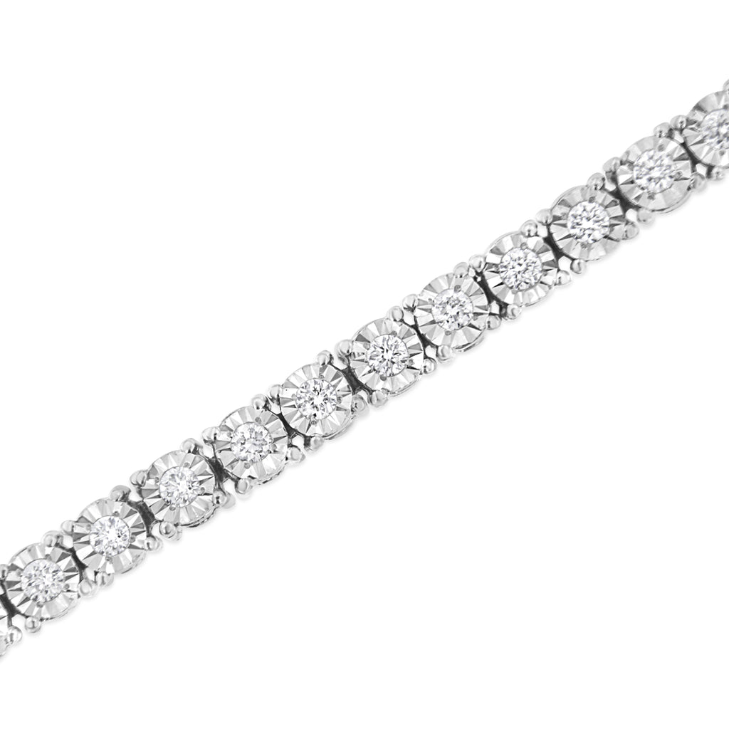 .925 Sterling Silver 1.0 Cttw Lab Grown Diamond Illusion-Set Miracle Plate Tennis Bracelet (G-H Color, VS1-VS2 Clarity) - Size 7.25"