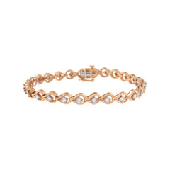 Rose Gold over .925 Sterling Silver 1/4 Cttw Diamond Miracle-Set Teardrop Shaped 7" Link Bracelet (I-J Color, I3 Clarity)