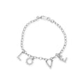 10k White Gold 1/6 Cttw Diamond "Love" Charm Cable Chain Bracelet (H-I Color, I1-I2 Clarity) - 7"
