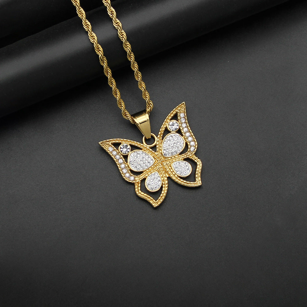 Creative Stainless Steel Clay Butterfly Pendant