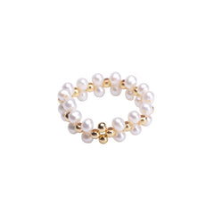 Color: White, Size: Number 11 12 - Freshwater pearl ring