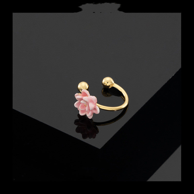 Clip Real Gold Plated Light Luxury Flower Cute Style Earrings