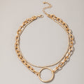 Color: Thin chain - Thin And Thick Chain With Diamond Circle Hollow Necklace
