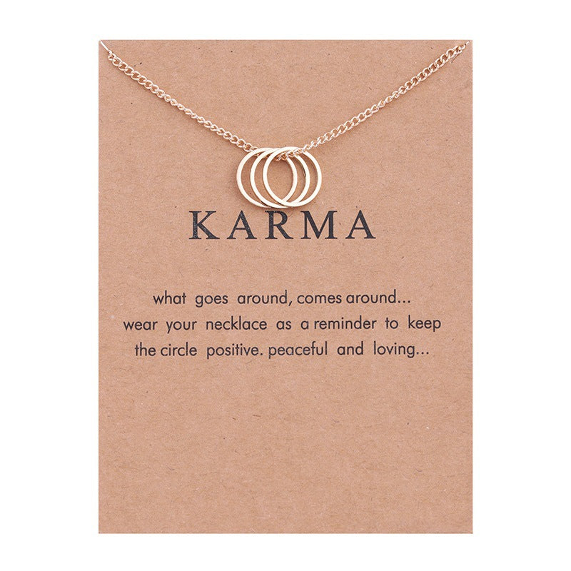 Color: Gold card - Three Circles Alloy Clavicle Snake Bone Pendant Short Necklace