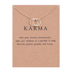Color: Gold card - Three Circles Alloy Clavicle Snake Bone Pendant Short Necklace