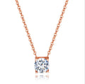 Color: Gold - Women Chain Link Necklaces Trendy Round White Big Cubic Zirconia Charm Necklace For Women Girl Gift Jewelry