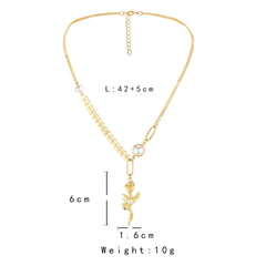 Fashion Rose Pendant Wheat Ear Chain Pearl