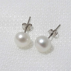 Size: 9 10MM - Natural freshwater flawless pearl earrings