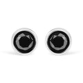.925 Sterling Silver 2.00 Cttw Round Brilliant-Cut Black Diamond Bezel-Set Stud Earrings with Screw Backs (Fancy Color-Enhanced, I2-I3 Clarity)